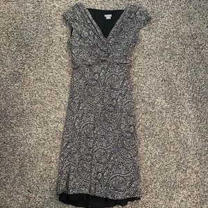 Vintage Y2K Black Silk Midi Dress Preppy Spring Classic‎ Church